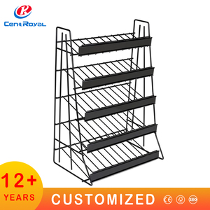 Tùy chỉnh siêu thị màu đen kim loại cán Rack hiển thị với lưới giỏ 4 Tier bán lẻ đứng cho hàng hóa Showcase - Product Image 6