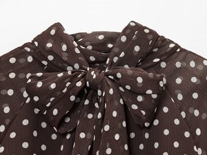 <span class=keywords><strong>Camicetta</strong></span> personalizzata da donna a pois <span class=keywords><strong>con</strong></span> motivo a forma di papillon a manica lunga Versatile Top all'ingrosso <span class=keywords><strong>camicetta</strong></span> Vintage camicia in Chiffon - Product Image 3