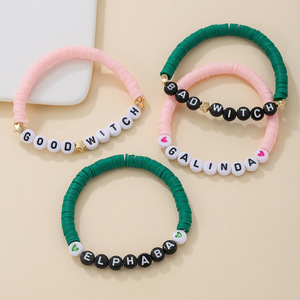 <b>Beaded</b> <b>Bracelets</b> Alphabet Letter Polymer Clay Couple Gift Jewelry Spring 2025 Yiwu Origin - Product Image 3