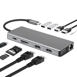 Docking Station per Laptop con Display triplo 12 in 1 Hub USB C compatibile per Laptop M1 MacBook Pro/Dell/ASUS/Acer/hp/type-c