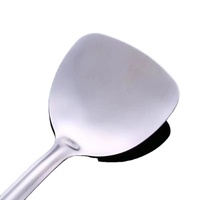 Ustensiles de cuisine en acier inoxydable : louche, spatule, cuillère à soupe, spatule pour wok avec manche en bois, ustensiles de cuisine en métal