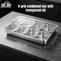 Ensemble de contenants à épices en acier inoxydable de qualité alimentaire à 8 compartiments avec couvercles transparents, boîte de rangement à épices moderne pour la cuisine, vente en gros