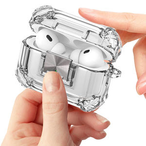 Transparent TPU Lock écouteur boîte de charge housse <span class=keywords><strong>coque</strong></span> de Protection complète pour Apple <span class=keywords><strong>Airpod</strong></span> Pro 2 avec mousqueton - Product Image 3