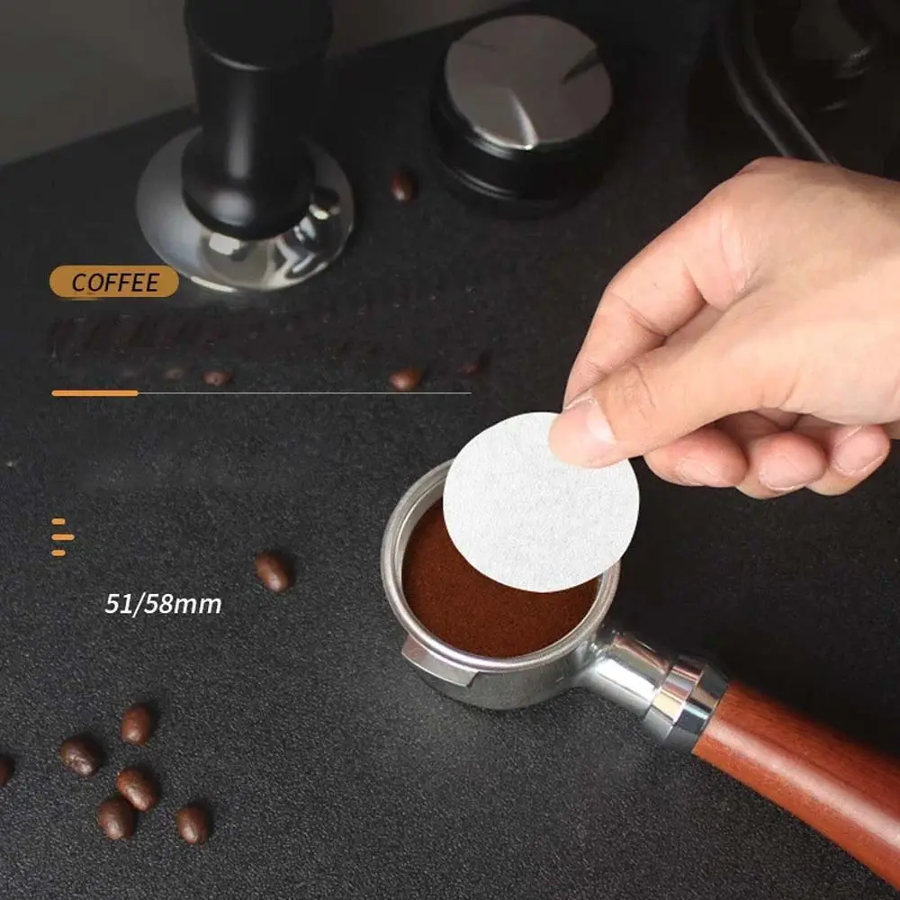 コーヒーメーカーマシンに注ぐためのカスタムサイズの無漂白58mmエスプレッソディスクペーパーフィルターコーヒー