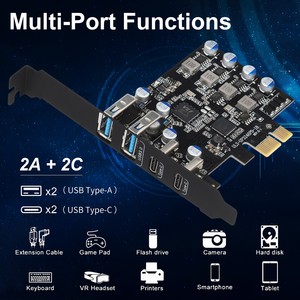 กา<span class=keywords><strong>ร์</strong></span>ด PCIe USB 3.0, กา<span class=keywords><strong>ร์</strong></span>ดขยาย PCI Express แบบ 2x USB C + 2x USB A สำหรับเดสก์ท็อปพีซี - Product Image 3