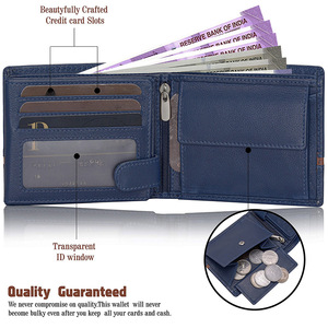 Men's <b>Genuine</b> <b>Leather</b> <b>Wallet</b> Short Style Top Layer Cowhide Lychee Pattern Anti-Fraud Waterproof Multi-Card Slot Everyday Use - Product Image 2