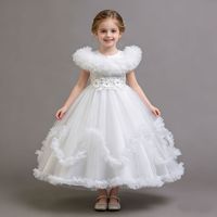 Robe de princesse longue et moelleuse en tulle pour filles, idéale pour les événements formels du Nouvel An et les fêtes.