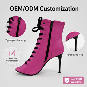 Bottes de <span class=keywords><strong>danse</strong></span> latine pour femmes, à lacets, talon aiguille, pour salsa et performance en salle de bal, personnalisables - Product Image 5