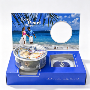 Kit Regalo Ostrica con Perla d'Acqua Dolce Naturale Make a Wish, Set Gioielli a Tema Spiaggia 'Love to You', Collana con Ciondolo a Cuore in Acciaio Inossidabile - Product Image 1