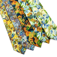 Corbata de Algodón con Diseño Floral de Pansy Amarillo Brillante para Graduación, Corbata Personalizada con Logotipo para Hombre, de Fábrica