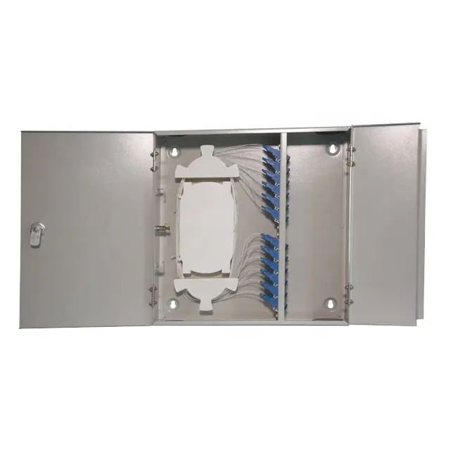 Red de área local, panel de fibra de 12 puertos, caja de terminales de montaje en pared de doble puerta con bandeja de empalme, fibra metálica ODF