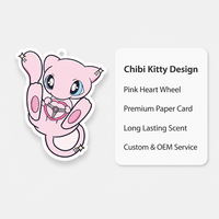 FTQS Désodorisant de voiture suspendu en forme de chat mignon, Chibi Pink Kitty, format carte, OEM, marque privée, longue durée, cadeau