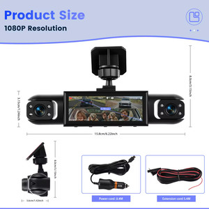 Cámara para Coche Podofo de 3.16'' con 4 Lentes, DVR 1080P, Cámara de Visión Trasera Izquierda y Derecha 480P, Grabación en Bucle, Visión Nocturna, Detección de Movimiento - Product Image 5