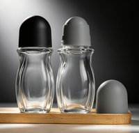 Flacon roll-on de luxe 50 ml en verre cintré unique, vide, à fond épais, pour déodorant et parfum, vente en gros