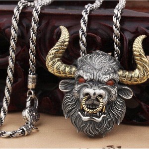 قلادة الثور العتيقة الاستبداد قلادة للرجال قلادة على الموضة بارد مجوهرات القلائد - Product Image 1