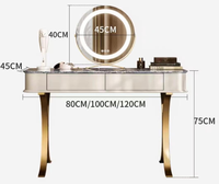 Ensemble de coiffeuse moderne modulaire réglable et portable en bois avec miroir éclairé et tabouret – Table de maquillage écologique pour petites maisons