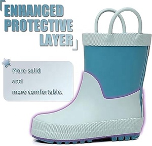 Bottes de <span class=keywords><strong>pluie</strong></span> pour tout-petits personnalisées OEM, fabricant d'usine, imperméables, en caoutchouc naturel, pour enfants, avec poignées et traction, faible MOQ - Product Image 3