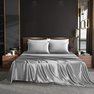 6A Luxury Queen Silk Fitted Flat Sheet <strong>Set</strong> 100% Pure Mulberry Silk <strong>Bedding</strong> <strong>Set</strong> - Product Image 6