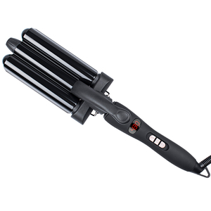 Cerámica Titanio Triple Barril Waver varita Tong set Rizador de hierro Venta al por mayor Pantalla Lcd Tres Barril Big Wave Rizador de pelo - Product Image 2