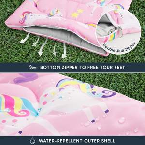 जाग रहे हैं बादल बच्चों को सोने के बैग लड़कियों ने गर्म पानी प्रतिरोधी पॉलिएस्टर हल्के कॉम्पैक्ट आउटडोर लाइनर 3 सीज़न - Product Image 6