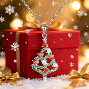 Collana con Ciondolo Albero di Natale, Catena a O, Gioielli Minimalisti alla Moda, Collana Statement per Donna - Product Image 1