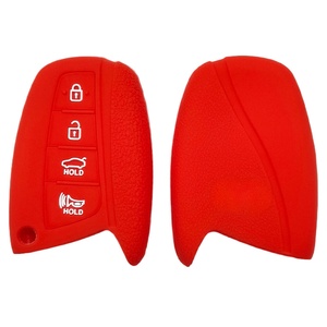 Housse de clé télécommande en silicone à 4 boutons, étui de protection pour clé <span class=keywords><strong>Hyundai</strong></span> Santa Fe DM Grandeur HG Sedan Genesis G80, ensemble porte-clés - Product Image 4