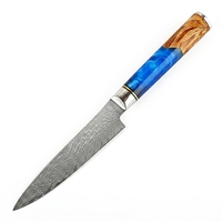 Couteau utilitaire en acier Damas de 5 pouces avec cœur en VG10, manche ergonomique en résine et bois Pakka, ensemble de couteaux de cuisine pour chefs