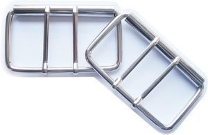 Grande boucle de ceinture à double broche en métal argenté pour la maroquinerie, les sacs, les chaussures et les accessoires (lot de pièces) - Product Image 3