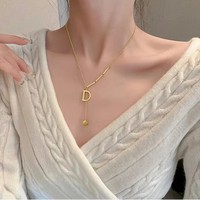 Chaîne avec Pendentif Lettre Collier Bijoux de Mode A-Z Colliers Initiale Pendentifs en Acier Inoxydable Alphabet