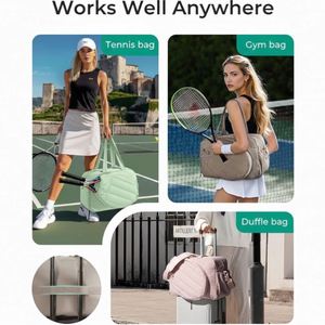 Bolsa de Tenis Acolchada Versátil de Alta Calidad con Compartimento para Zapatos, Ligera, Impermeable, de Nailon, Bolsa de Gimnasio de Gran Capacidad para Viajes - Product Image 6