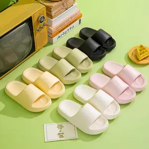 wholesale Latest Fashionable Women's Supplier Beach Summer 4cm Thick Anti Slip Soft EVA Pillow Slides Open Toe Ladies Slippers