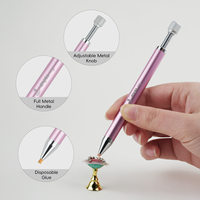 2025 nouvellement arrivé réglable manucure Nail Art outil métal poignée strass cueillette stylo avec Gule ongles pointillage outil