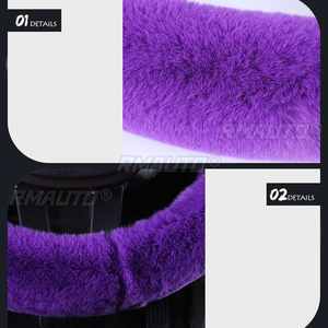 Housse de volant de voiture 37-38 cm, douce et floquée, pour volant de 15 pouces, idéale pour l'hiver, garde au chaud - Product Image 5