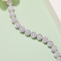 Bracelet de tennis sac rond classique S925 plaqué argent or blanc 18 carats Moissanite 2mm diamant classe D 3.5CT 18CM Chian