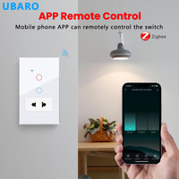 Interrupteur mural tactile intelligent UBARO Zigbee 2 gangs unipolaire en verre ABS pour Alexa Google Home Type 118