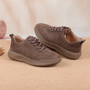 Chaussures décontractées pour hommes en cuir de vachette rétro, à lacets, bout rond, semelle extérieure en cuir véritable, amorti en caoutchouc, toutes saisons, Dongguan - Product Image 2