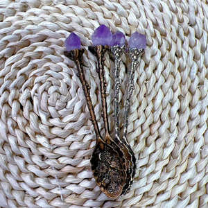 Cucharas Decorativas <span class=keywords><strong>de</strong></span> Aleación <span class=keywords><strong>de</strong></span> Cristal Multicolor, Cucharas <span class=keywords><strong>de</strong></span> Café <span class=keywords><strong>de</strong></span> Aleación con Piedras <span class=keywords><strong>de</strong></span> Amatista en Bruto, Cuchara <span class=keywords><strong>de</strong></span> Bruja para Regalo - Product Image 5