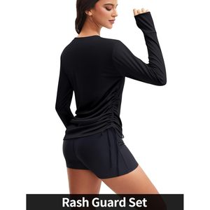 FOXA Conjunto de Camiseta de Manga Larga y Pantalones Cortos de Natación para Mujer, Protección Solar, Secado Rápido, Traje de Baño de 2 Piezas - Product Image 4