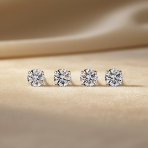 Orecchini a lobo rotondi con diamante E1375, montatura a griffe da 3 mm, gioielli classici unisex di alta qualità - Product Image 2