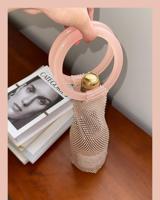 Sac à vin en strass, pochette cadeau en maille diamantée élastique avec poignée, housse de bouteille de vin pétillant faite à la main pour décoration, bouteille de 750 ml