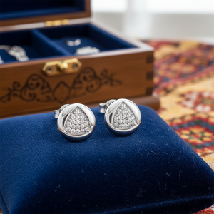 Triángulo diseño blanco circón Stud pendientes Turksih venta al por mayor hecho a mano 925 joyería de plata esterlina - Product Image 3