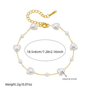 Elegant Heart Pearl Necklace And <b>Bracelet</b> <b>Set</b> Women's Fashion Jewelry Imitation Pearl Gold Chain Gift <b>Set</b> - Product Image 5