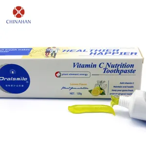 Pasta de dientes natural con etiqueta privada, pasta dental sin fluoruro, blanqueador, vitamina C