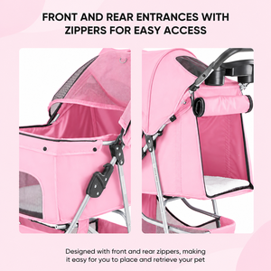 Carrito Plegable para Perros y Gatos Pequeños y Medianos, Ligero, de 4 Ruedas, con Cesta de Almacenamiento - Product Image 6