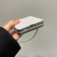 Étui brillant avec paillettes pour Samsung Z Flip 6/7/8 FE, cadre en métal électro-plaqué, coque antichoc de luxe pour femmes, coque girly