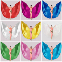 Ailes d'Isis dorées pour costume de danse orientale, cape argentée pour spectacles sur scène, bal d'Halloween, en polyester, taille élastique, sans manches