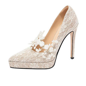 Женские свадебные туфли на высоком каблуке, босоножки для невесты с противоскользящей подошвой, для лета, осени и весны - Product Image 1