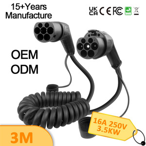 สายชาร์จรถยนต์ไฟฟ้าแบบขด OEM ODM 7kW 22kW AC 32A ความยาว 5 เมตร ชนิดที่ 1 / ชนิดที่ 2 / GBT สายชาร์จแบบสปริง IP65 ได้รับการรับรองมาตรฐาน CE TUV UKCA - Product Image 1