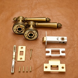 Juego de Cerradura de Embutir con Llave para Puerta Interior de Latón Sólido, Manija Tradicional Acanalada, Herrajes de Cobre Puro de Alta Resistencia - Product Image 4