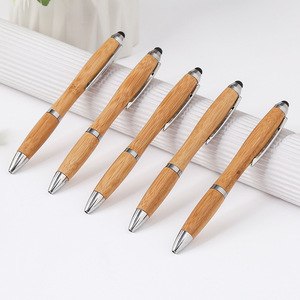 Stylo à écran tactile, stylo à bille en bois écologique, cadeau promotionnel personnalisé, stylo en bambou recyclé 2 en 1 - Product Image 1